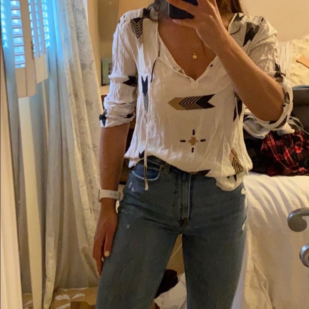 White detailed blouse